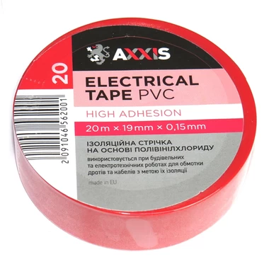 Ізоляційна стрічка червона (19х20мм) AXXIS PV100RED , артикул PV100RED.