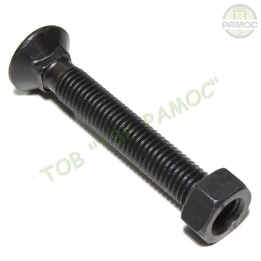 Спецболт 1199A М12х80 (10.9) потайний під квадрат DIN608 чорн. з гайкою Unibolt, артикул 630508012/366208013.